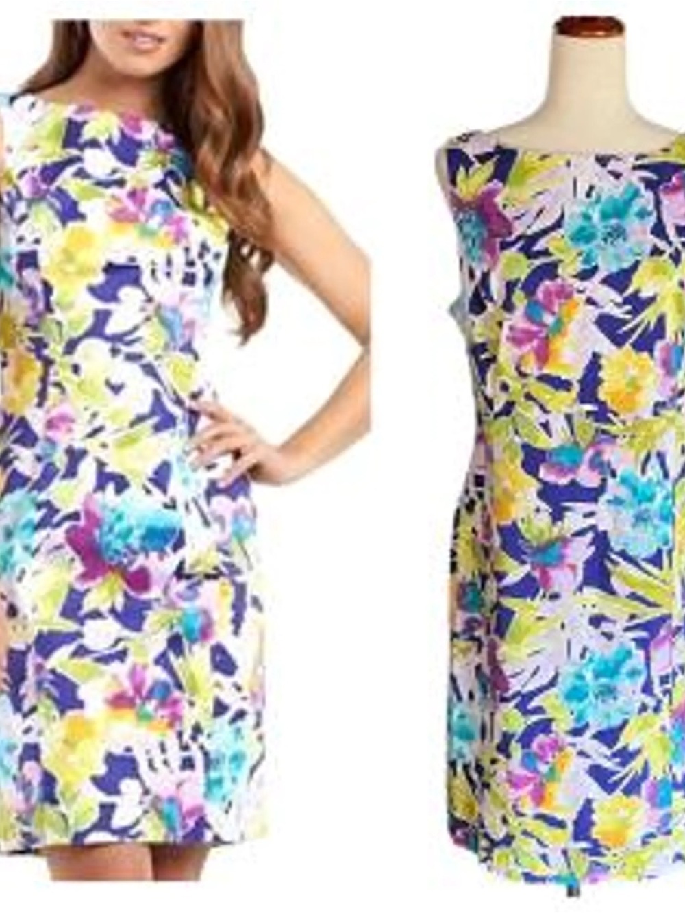 Chaps Floral Shift Dress Purple Blue Yellow Sleeveless Women Size 12
